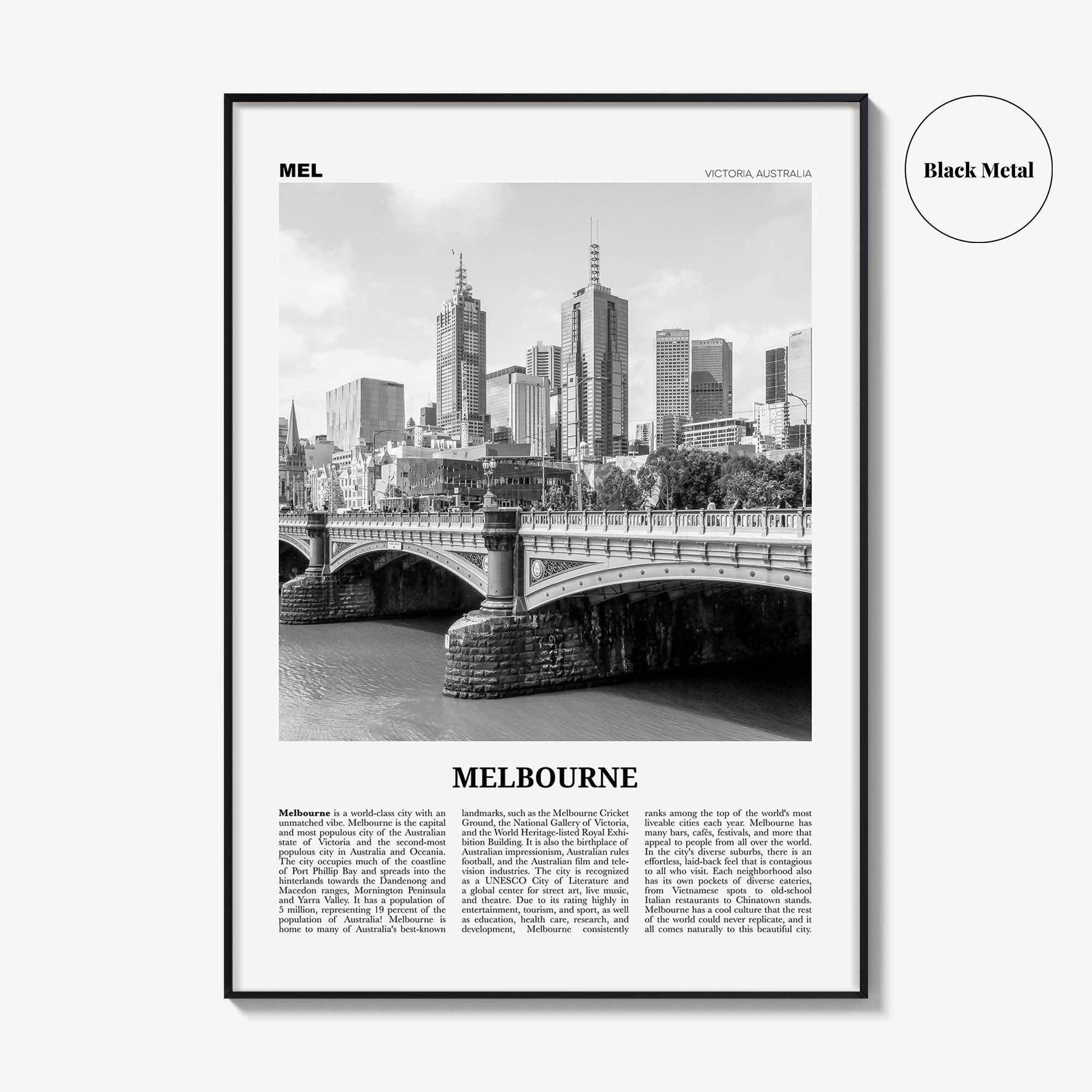 Melbourne Print Black and White Australia No 1, Melbourne Wall Art, Melbourne Poster, Melbourne Photo, Melbourne Wall Decor, Victoria