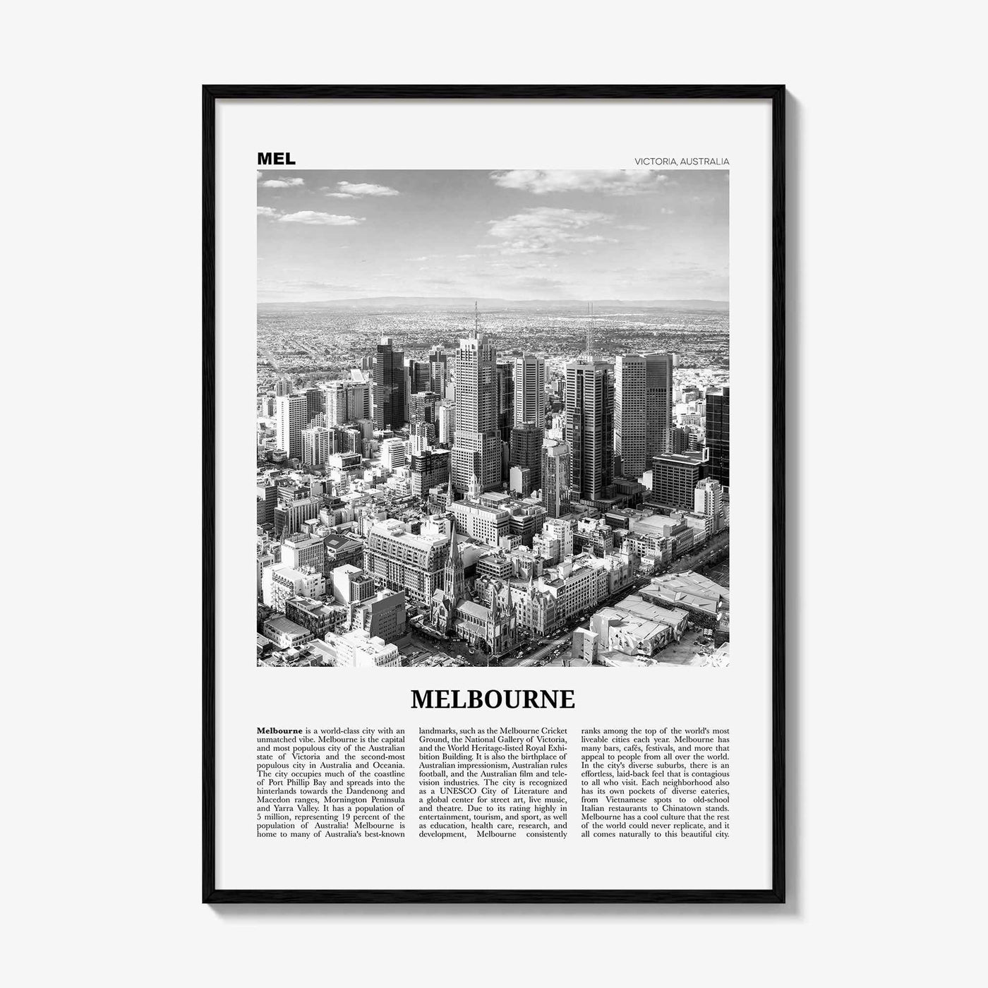 Melbourne Print Black and White Australia No 2, Melbourne Wall Art, Melbourne Poster, Melbourne Photo, Melbourne Wall Decor, Victoria