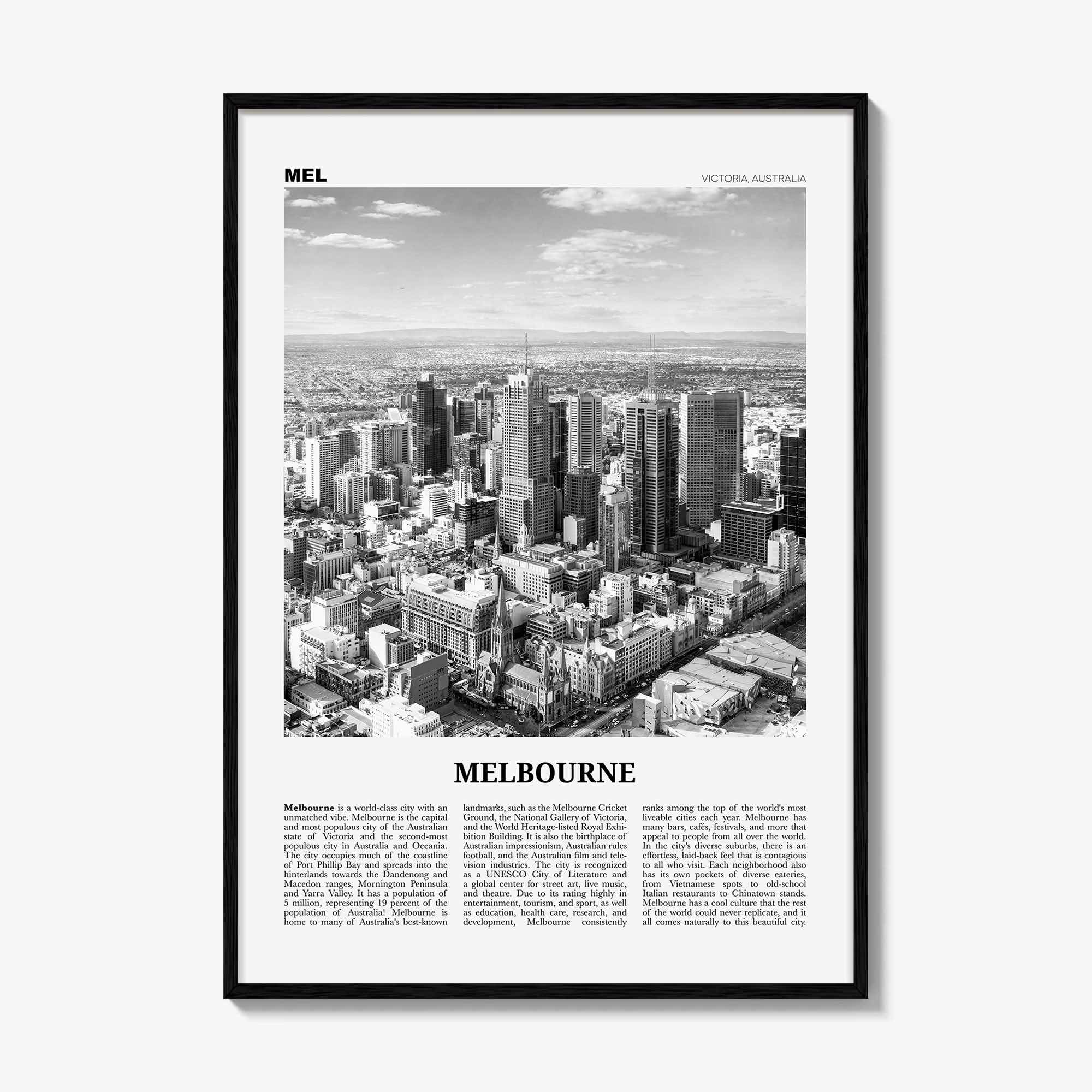 Melbourne Print Black and White Australia No 2, Melbourne Wall Art, Melbourne Poster, Melbourne Photo, Melbourne Wall Decor, Victoria