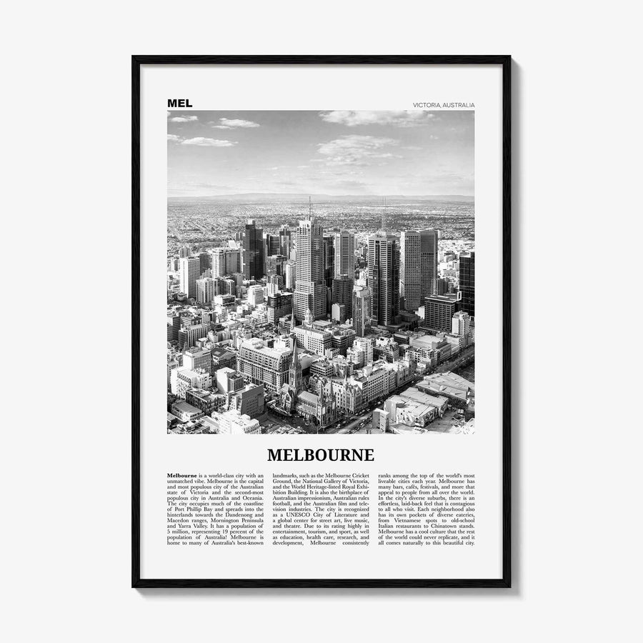 Melbourne Print Black and White Australia No 2, Melbourne Wall Art, Melbourne Poster, Melbourne Photo, Melbourne Wall Decor, Victoria