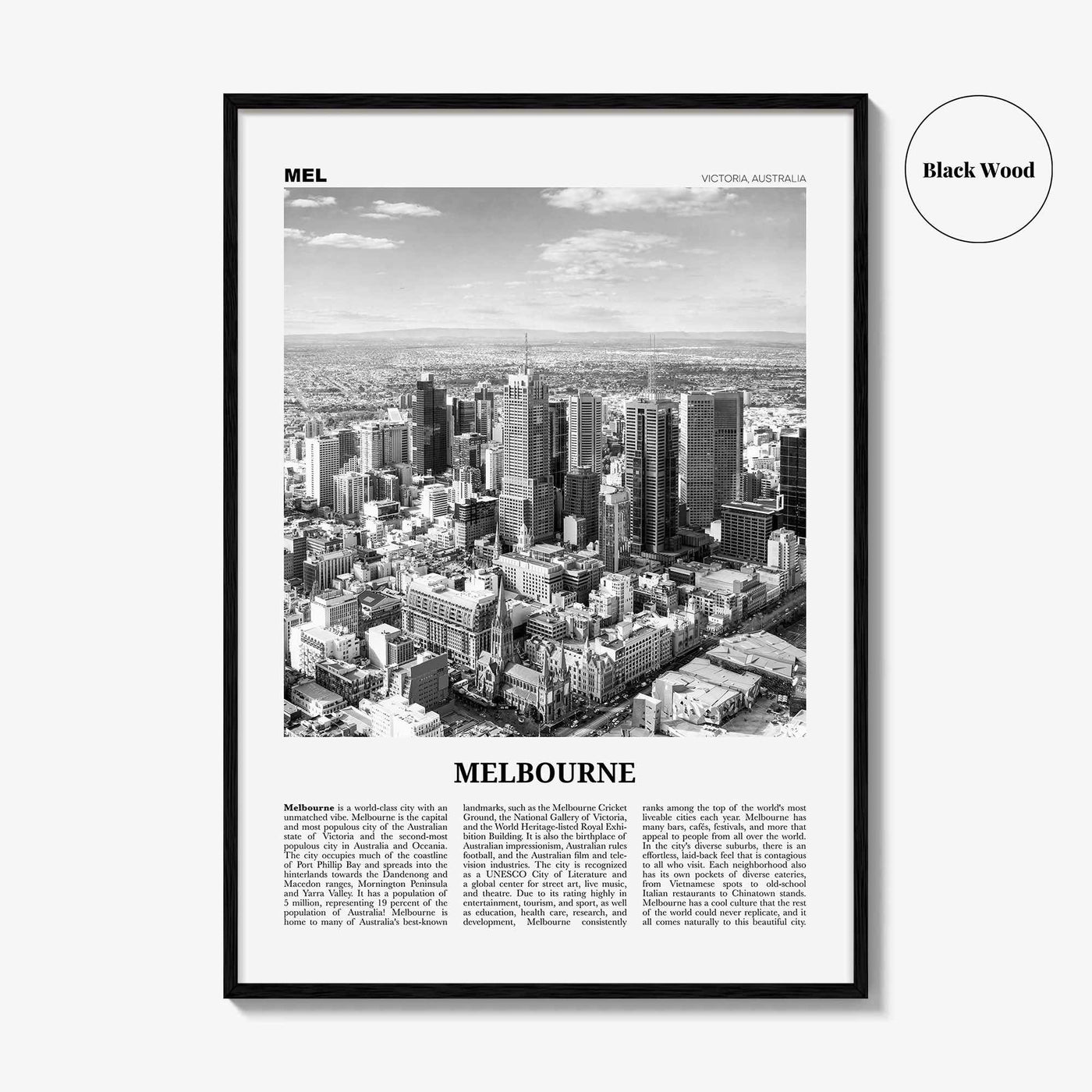 Melbourne Print Black and White Australia No 2, Melbourne Wall Art, Melbourne Poster, Melbourne Photo, Melbourne Wall Decor, Victoria