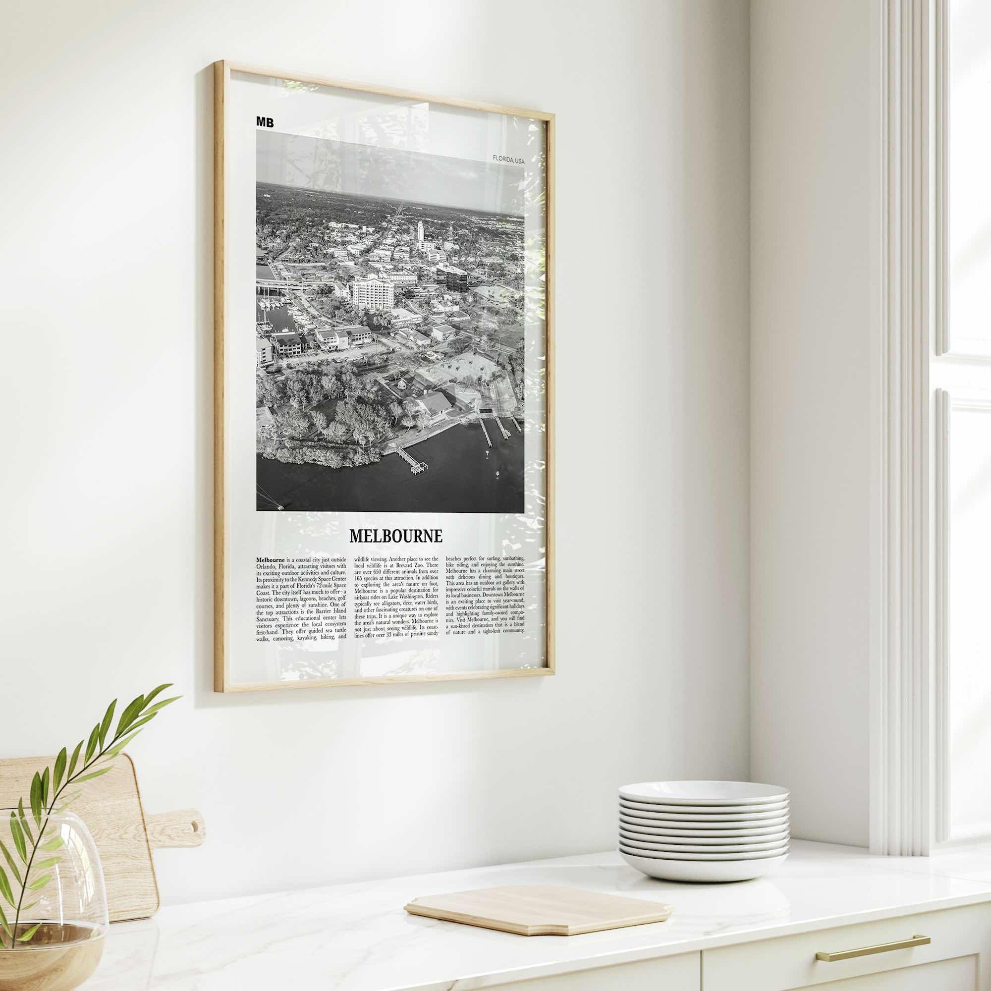 Melbourne Print Black and White Florida, Melbourne Wall Art, Melbourne Poster, Melbourne Photo, Melbourne Map, Melbourne Wall Decor, USA