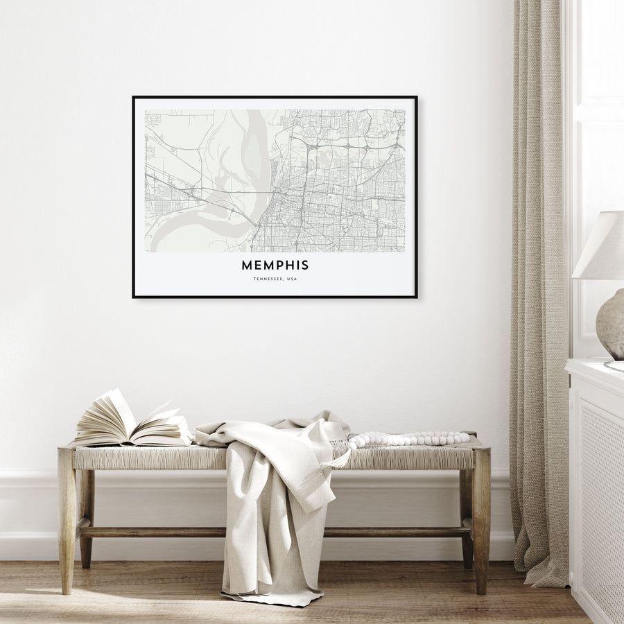 Memphis Map Landscape Poster