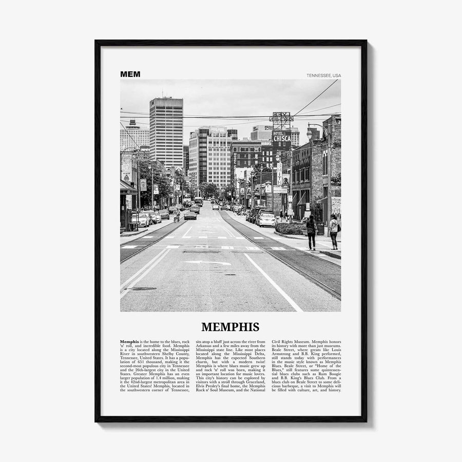 Memphis Print Black and White No 1, Memphis Wall Art, Memphis Poster, Memphis Photo, Memphis Decor, Tennessee, USA, United States