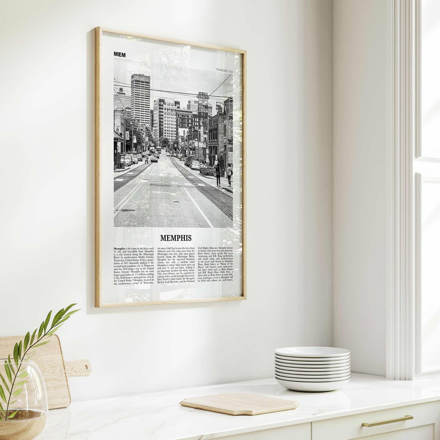 Memphis Print Black and White No 1, Memphis Wall Art, Memphis Poster, Memphis Photo, Memphis Decor, Tennessee, USA, United States