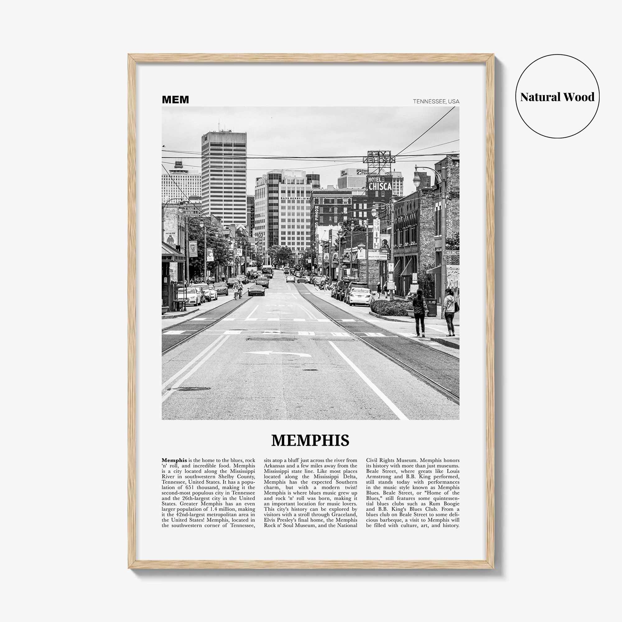 Memphis Print Black and White No 1, Memphis Wall Art, Memphis Poster, Memphis Photo, Memphis Decor, Tennessee, USA, United States