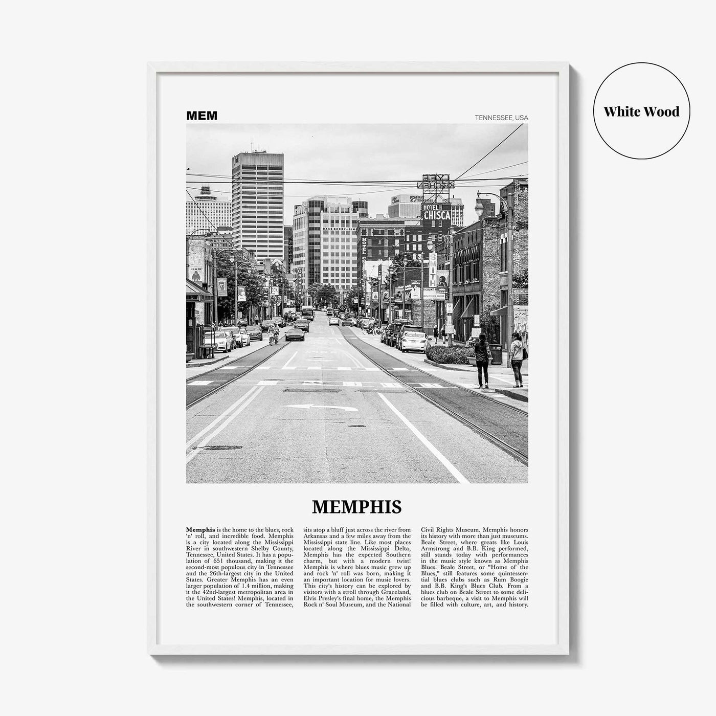 Memphis Print Black and White No 1, Memphis Wall Art, Memphis Poster, Memphis Photo, Memphis Decor, Tennessee, USA, United States