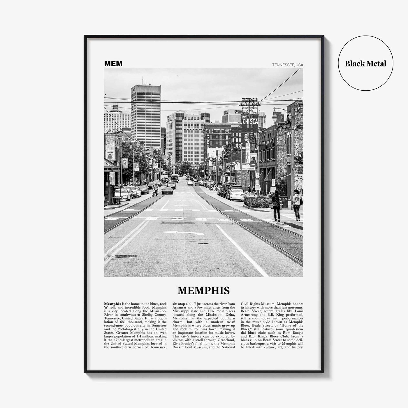 Memphis Print Black and White No 1, Memphis Wall Art, Memphis Poster, Memphis Photo, Memphis Decor, Tennessee, USA, United States