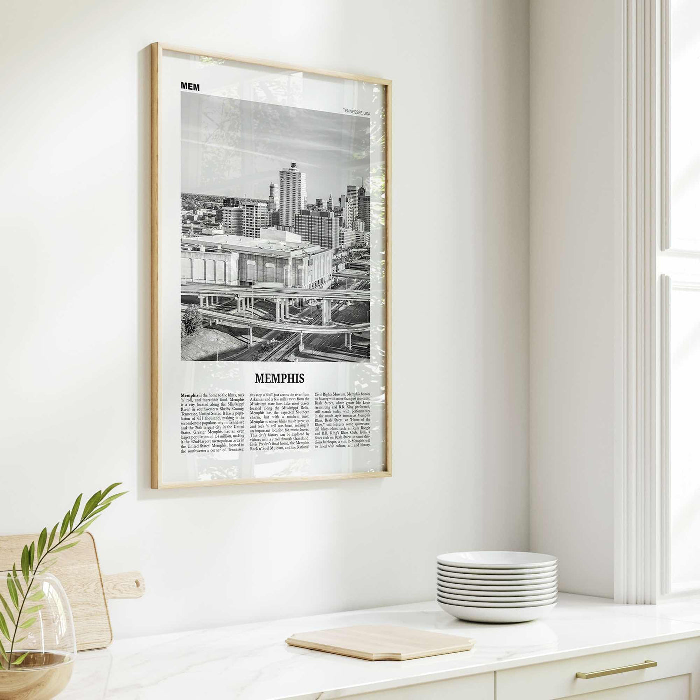 Memphis Print Black and White No 2, Memphis Wall Art, Memphis Poster, Memphis Photo, Memphis Decor, Tennessee, USA, United States