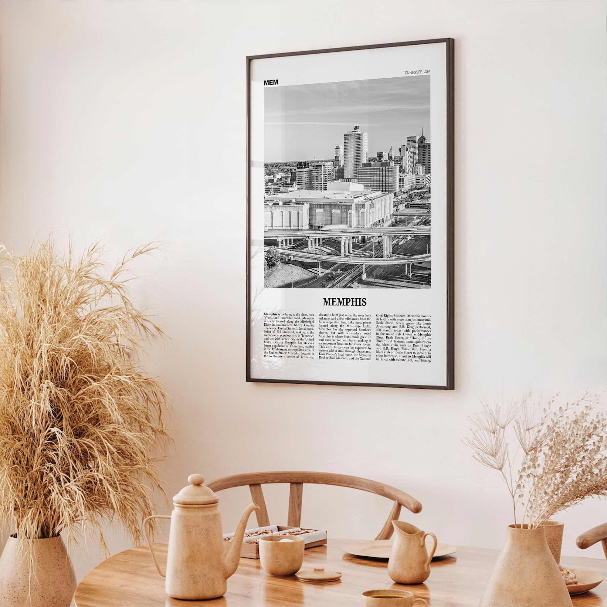 Memphis Print Black and White No 2, Memphis Wall Art, Memphis Poster, Memphis Photo, Memphis Decor, Tennessee, USA, United States