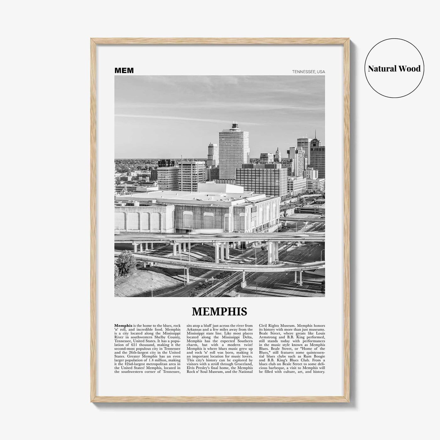 Memphis Print Black and White No 2, Memphis Wall Art, Memphis Poster, Memphis Photo, Memphis Decor, Tennessee, USA, United States