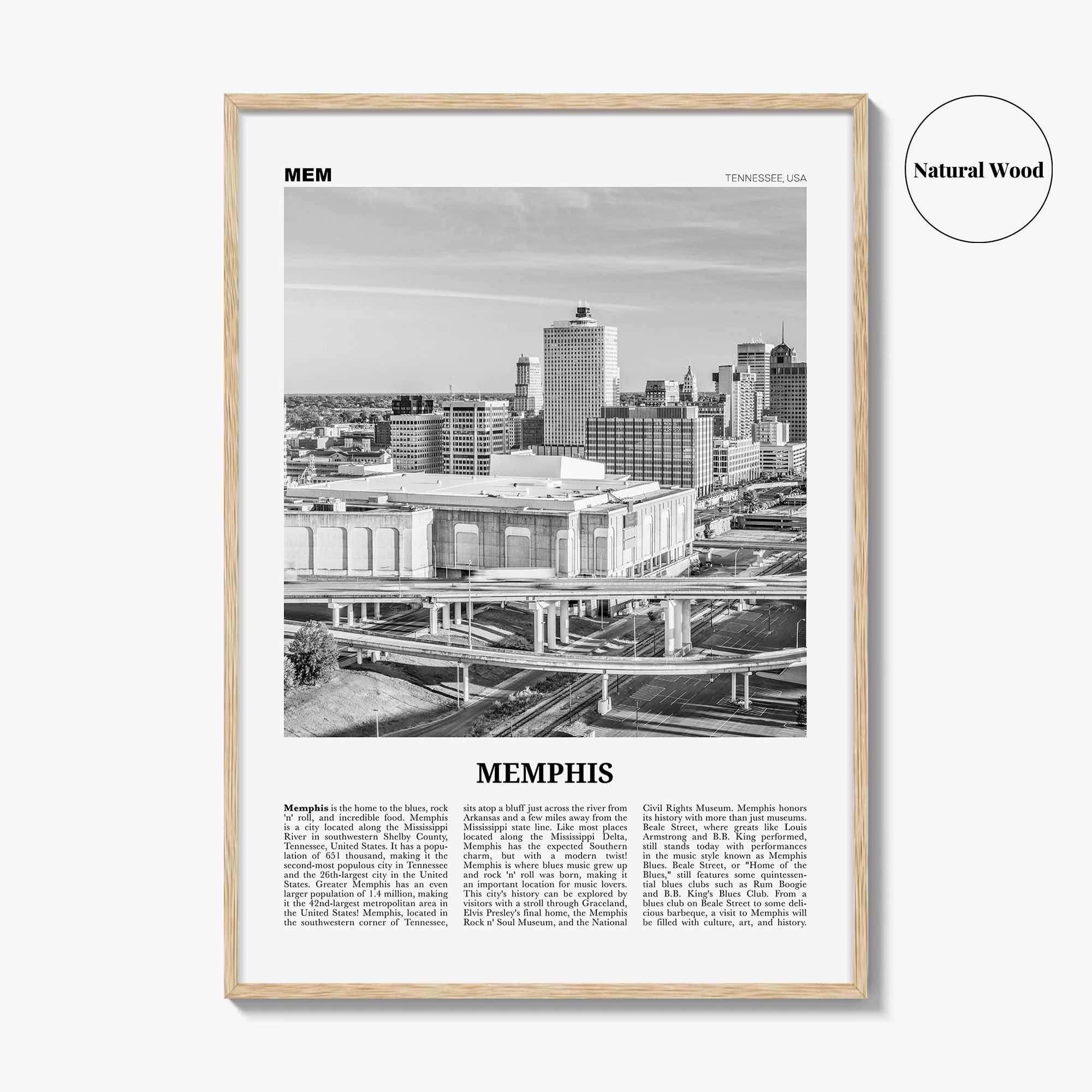 Memphis Print Black and White No 2, Memphis Wall Art, Memphis Poster, Memphis Photo, Memphis Decor, Tennessee, USA, United States