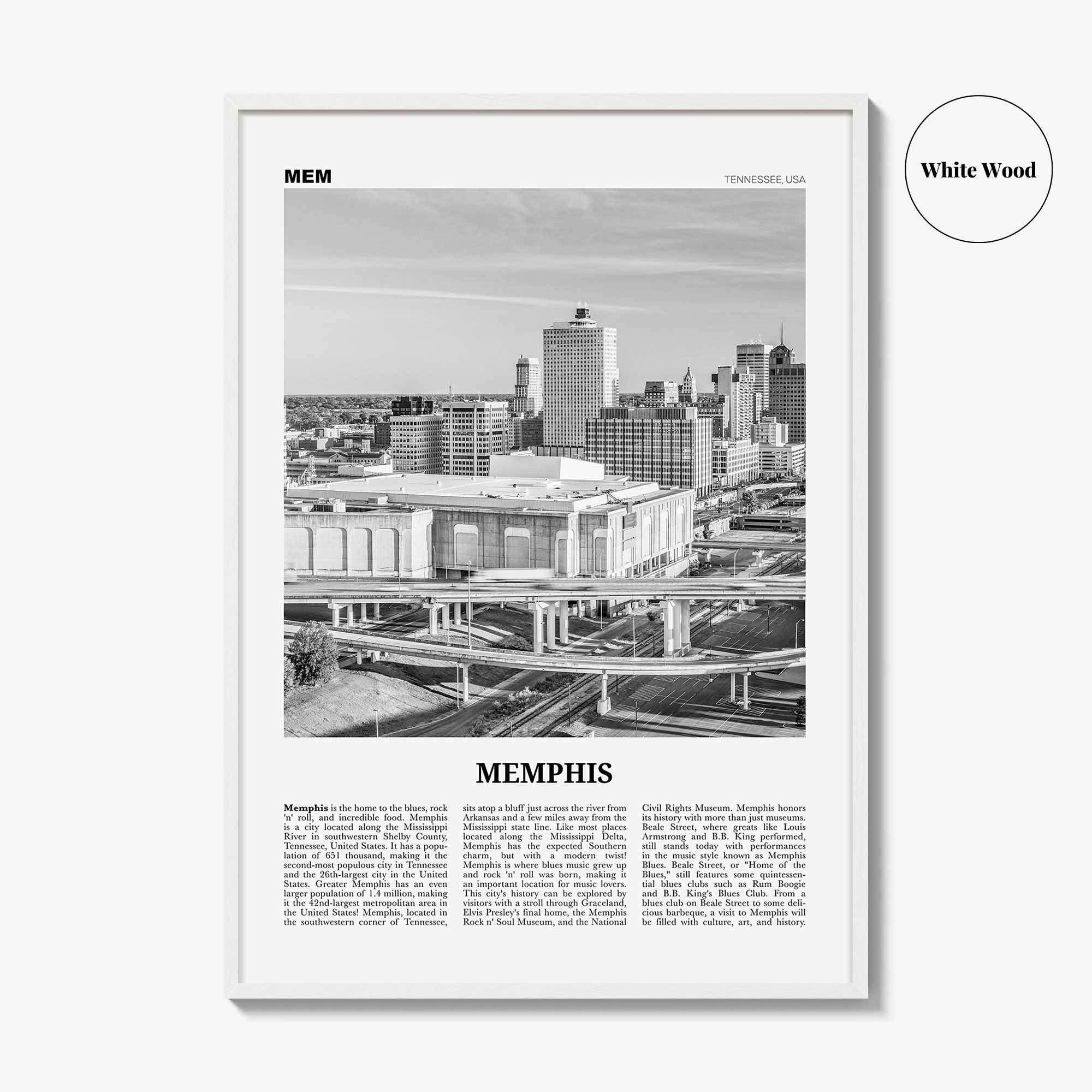 Memphis Print Black and White No 2, Memphis Wall Art, Memphis Poster, Memphis Photo, Memphis Decor, Tennessee, USA, United States