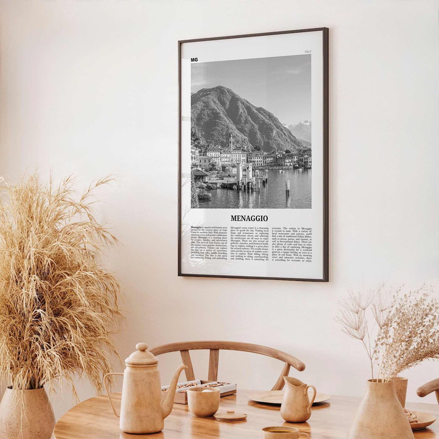 Menaggio Print Black and White No 1, Menaggio Wall Art, Menaggio Poster, Menaggio Photo, Menaggio Wall Décor, Menaggio Map, Italy