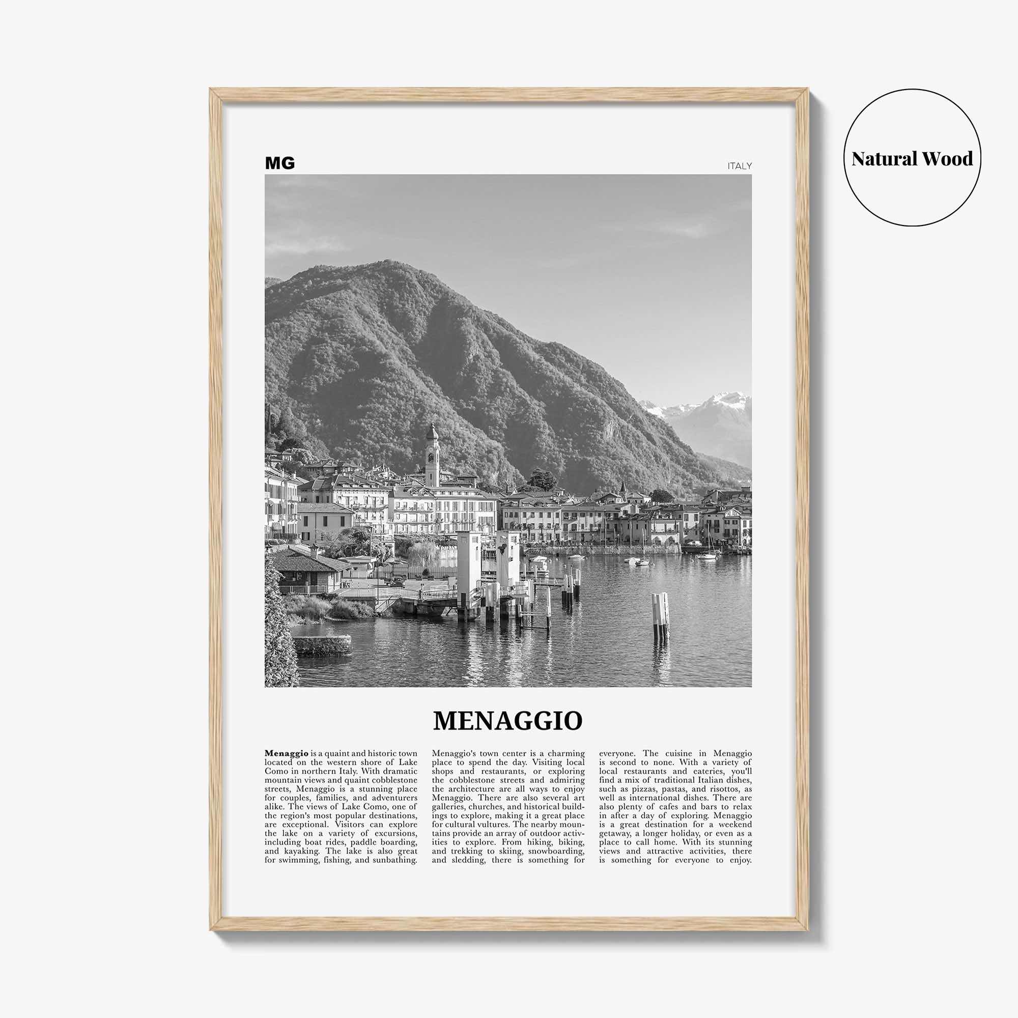 Menaggio Print Black and White No 1, Menaggio Wall Art, Menaggio Poster, Menaggio Photo, Menaggio Wall Décor, Menaggio Map, Italy