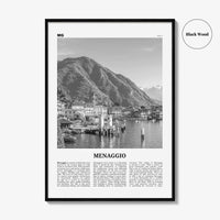 Menaggio Print Black and White No 1, Menaggio Wall Art, Menaggio Poster, Menaggio Photo, Menaggio Wall Décor, Menaggio Map, Italy