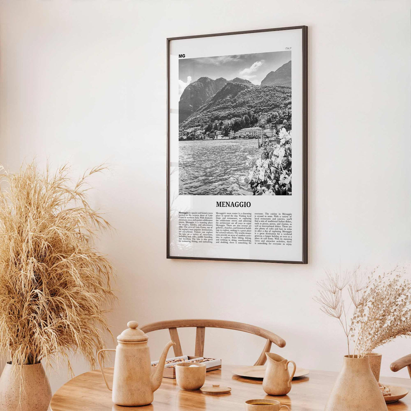 Menaggio Print Black and White No 2, Menaggio Wall Art, Menaggio Poster, Menaggio Photo, Menaggio Wall Décor, Menaggio Map, Italy