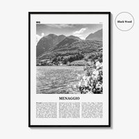 Menaggio Print Black and White No 2, Menaggio Wall Art, Menaggio Poster, Menaggio Photo, Menaggio Wall Décor, Menaggio Map, Italy