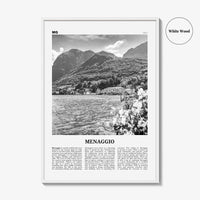 Menaggio Print Black and White No 2, Menaggio Wall Art, Menaggio Poster, Menaggio Photo, Menaggio Wall Décor, Menaggio Map, Italy