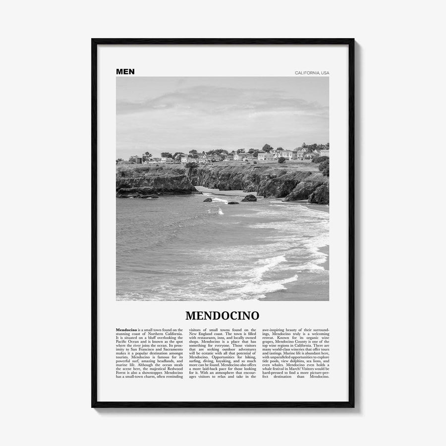 Mendocino Print Black and White, Mendocino Wall Art, Mendocino Poster, Mendocino Photo, Mendocino Wall Décor, California, USA, United States