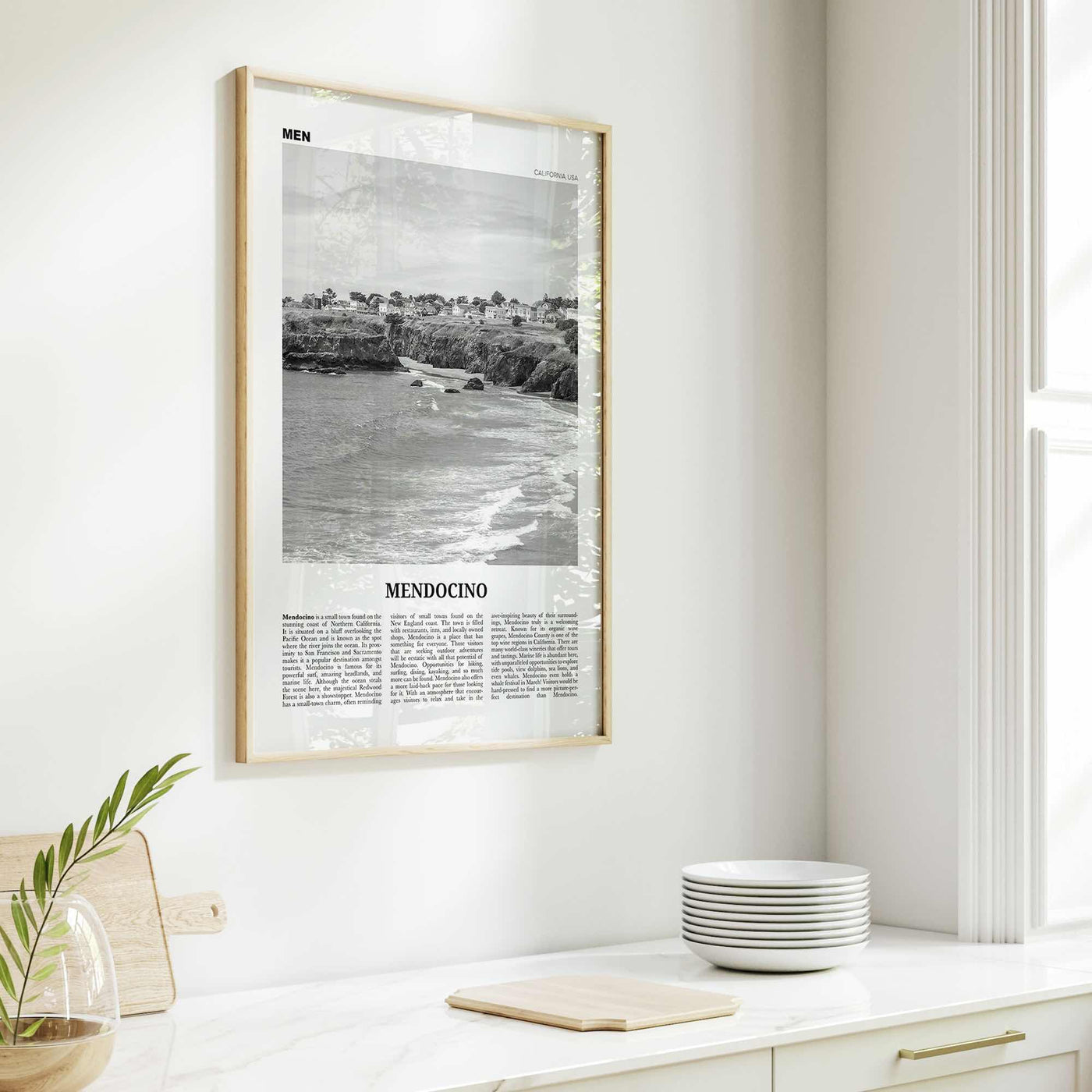 Mendocino Print Black and White, Mendocino Wall Art, Mendocino Poster, Mendocino Photo, Mendocino Wall Décor, California, USA, United States