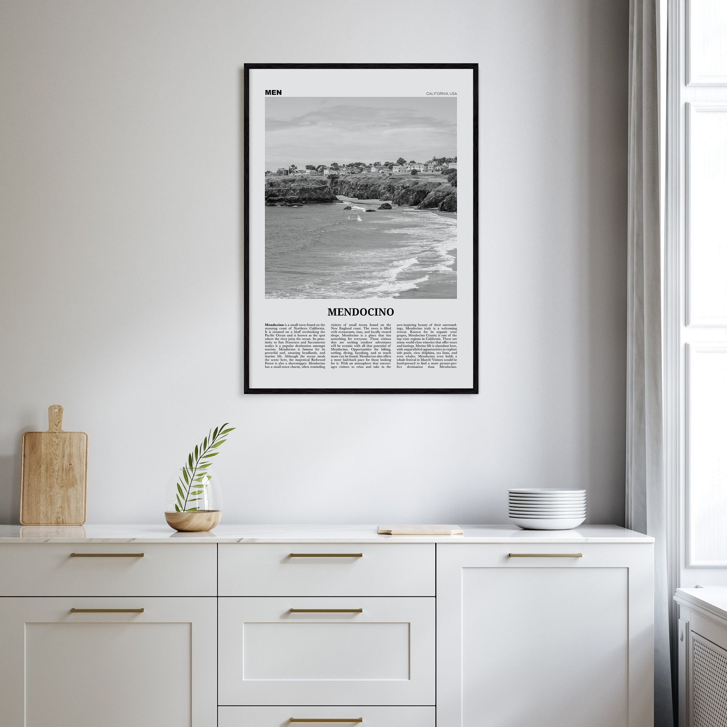 Mendocino Travel B&W Poster