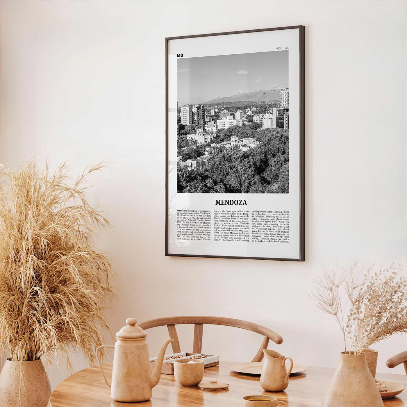 Mendoza Print Black and White, Mendoza Wall Art, Mendoza Poster, Mendoza Photo, Mendoza Wall Décor, Mendoza Map, Argentina