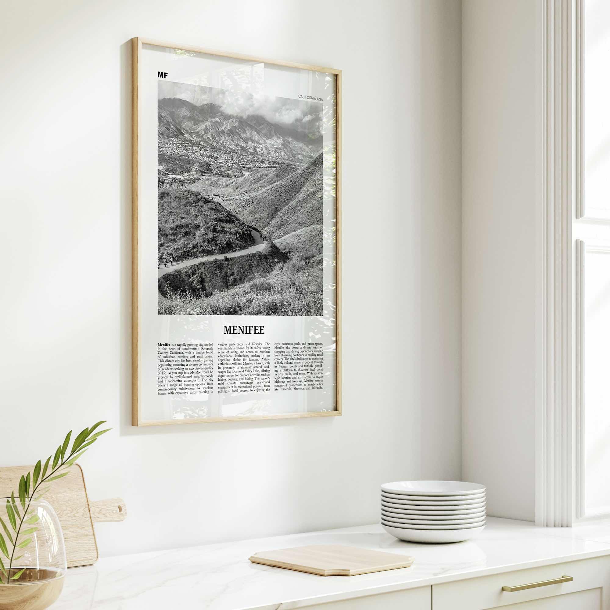 Menifee Print Black and White, Menifee Wall Art, Menifee Poster, Menifee Photo, Menifee Wall Décor, Menifee Map Poster