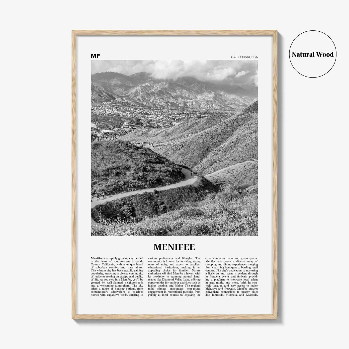 Menifee Print Black and White, Menifee Wall Art, Menifee Poster, Menifee Photo, Menifee Wall Décor, Menifee Map Poster
