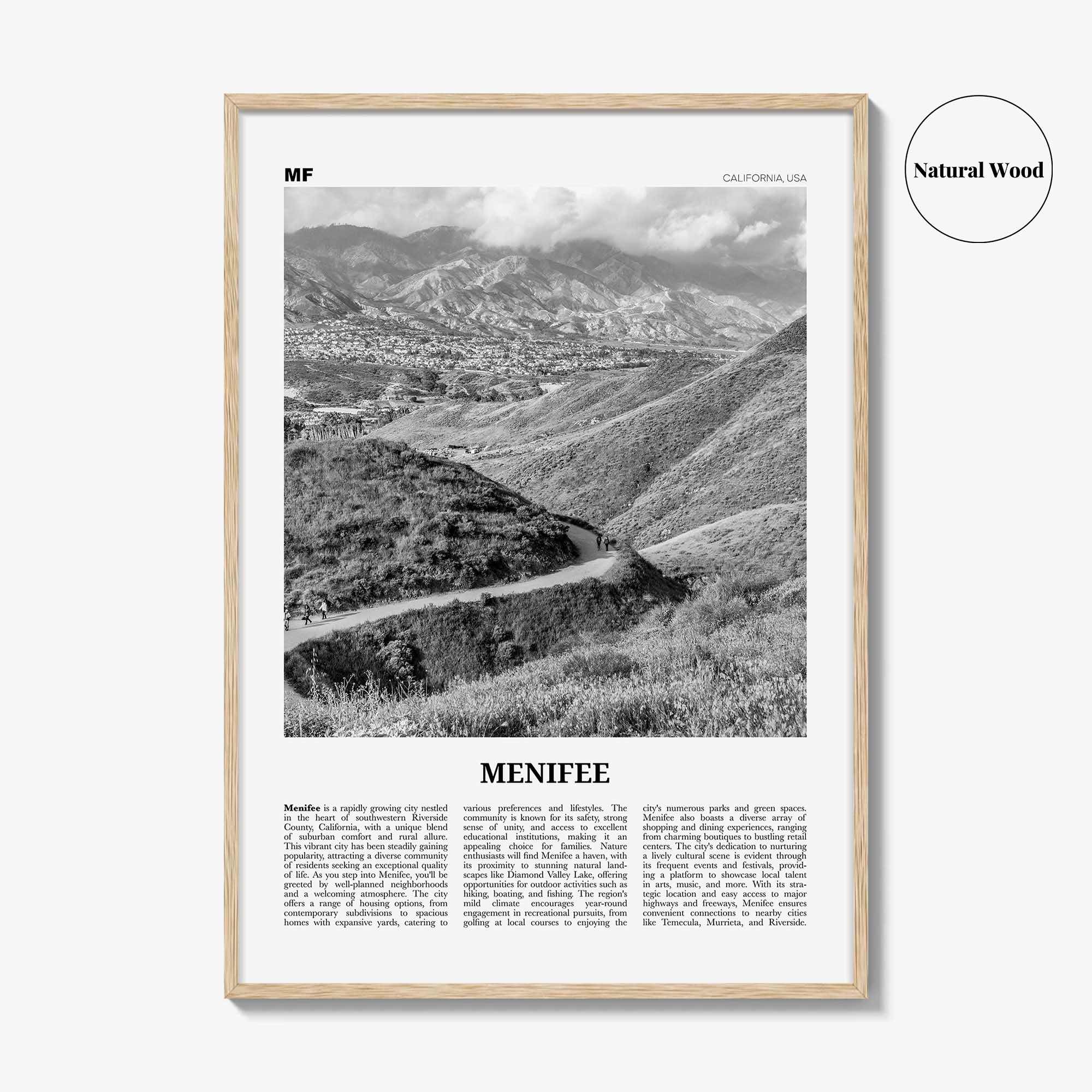 Menifee Print Black and White, Menifee Wall Art, Menifee Poster, Menifee Photo, Menifee Wall Décor, Menifee Map Poster