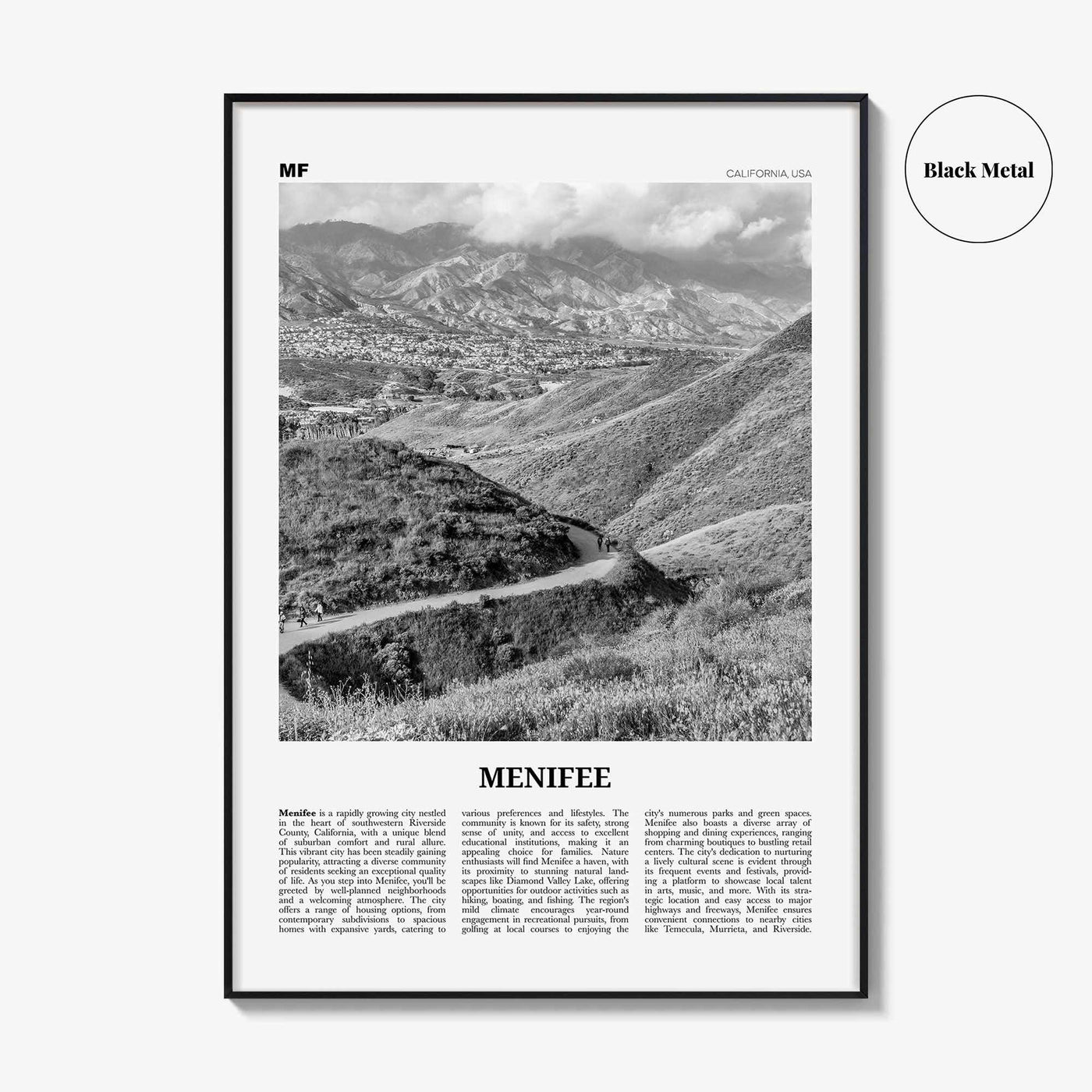 Menifee Print Black and White, Menifee Wall Art, Menifee Poster, Menifee Photo, Menifee Wall Décor, Menifee Map Poster