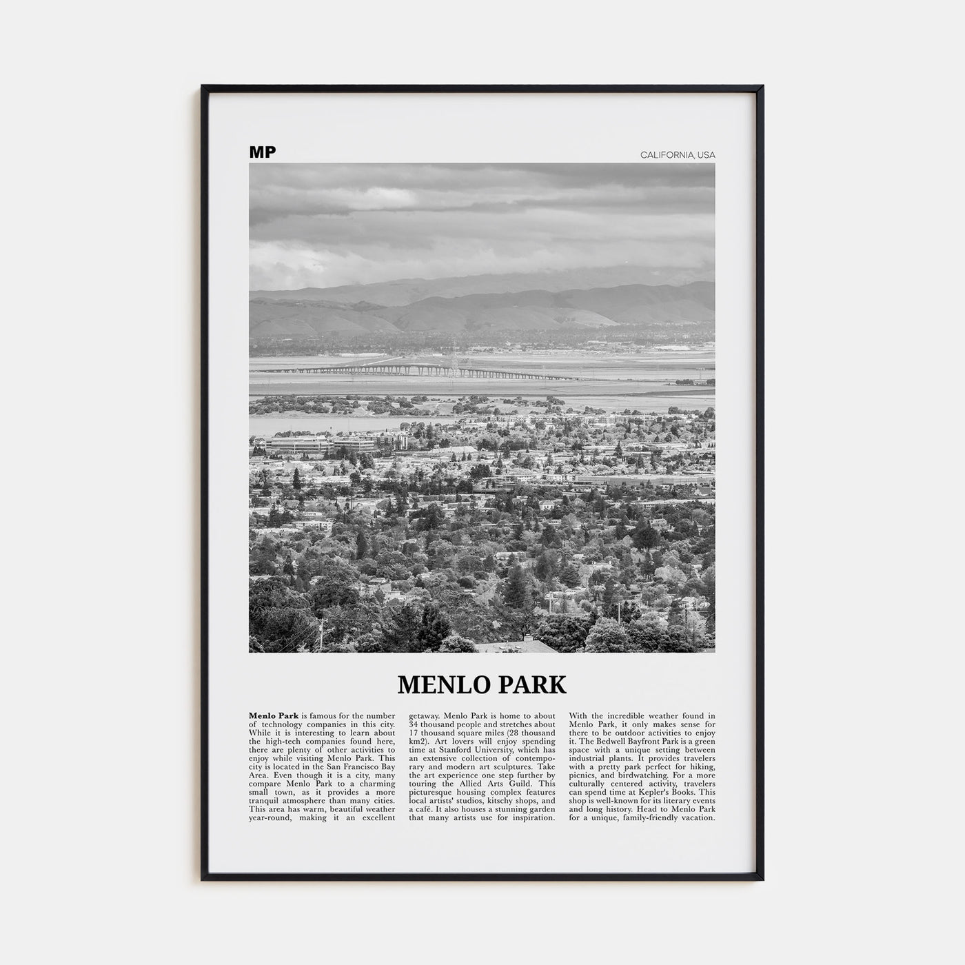 Menlo Park Travel B&W Poster