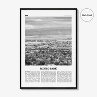 Menlo Park Print Black and White, Menlo Park Wall Art, Menlo Park Poster, Menlo Park Photo, Menlo Park Décor, Menlo Park Map, California USA