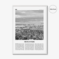 Menlo Park Print Black and White, Menlo Park Wall Art, Menlo Park Poster, Menlo Park Photo, Menlo Park Décor, Menlo Park Map, California USA
