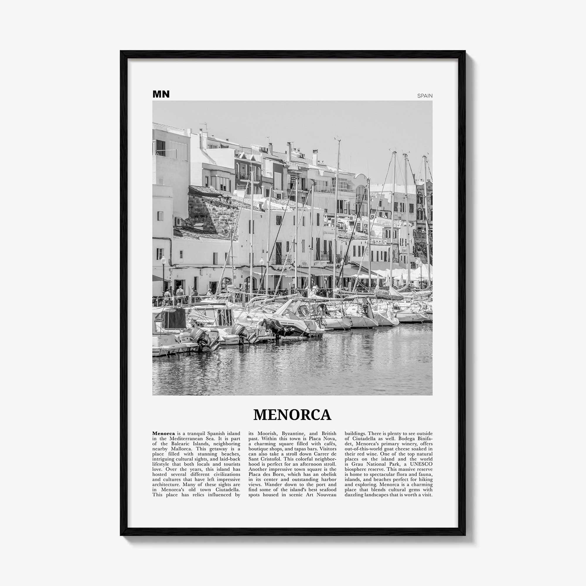 Menorca Print Black and White, Menorca Wall Art, Menorca Poster, Menorca Photo, Spain, Minorca, Balearic Islands, Monte Toro, España