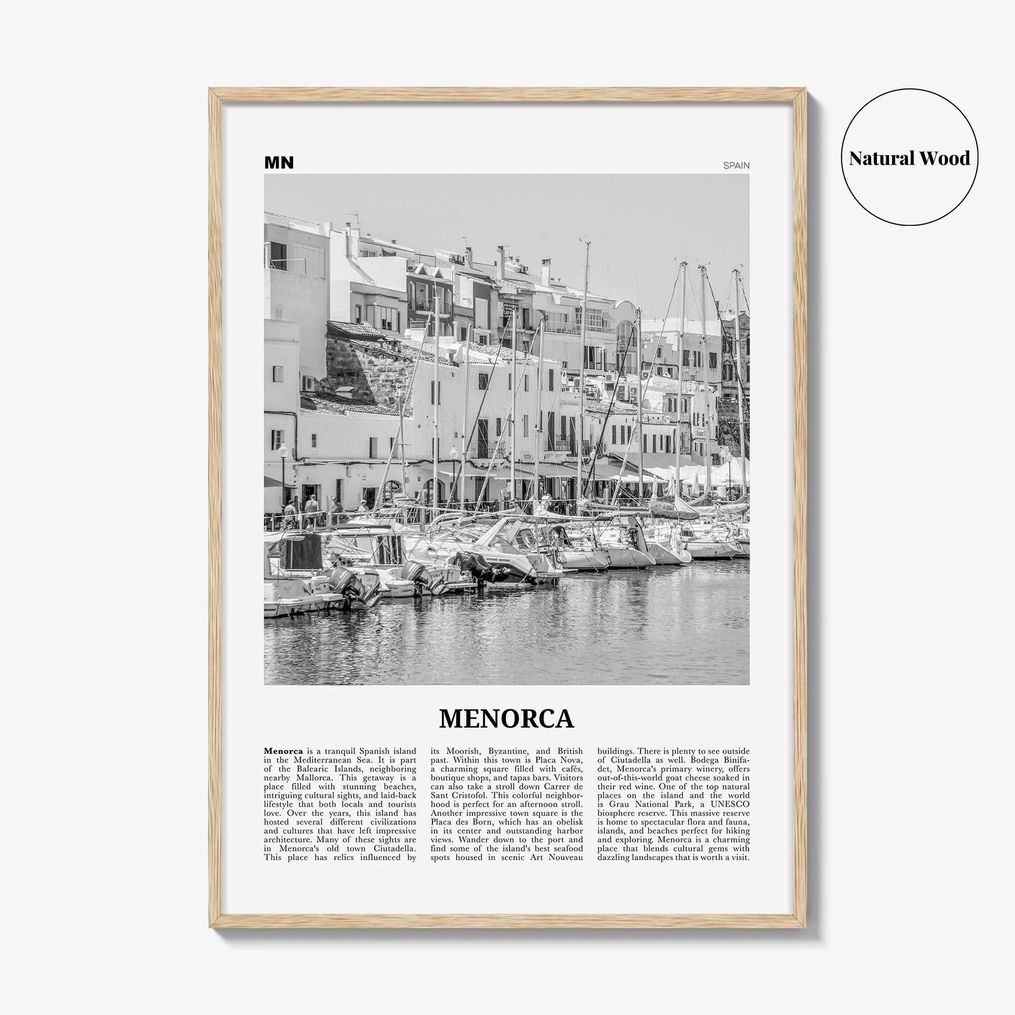 Menorca Print Black and White, Menorca Wall Art, Menorca Poster, Menorca Photo, Spain, Minorca, Balearic Islands, Monte Toro, España