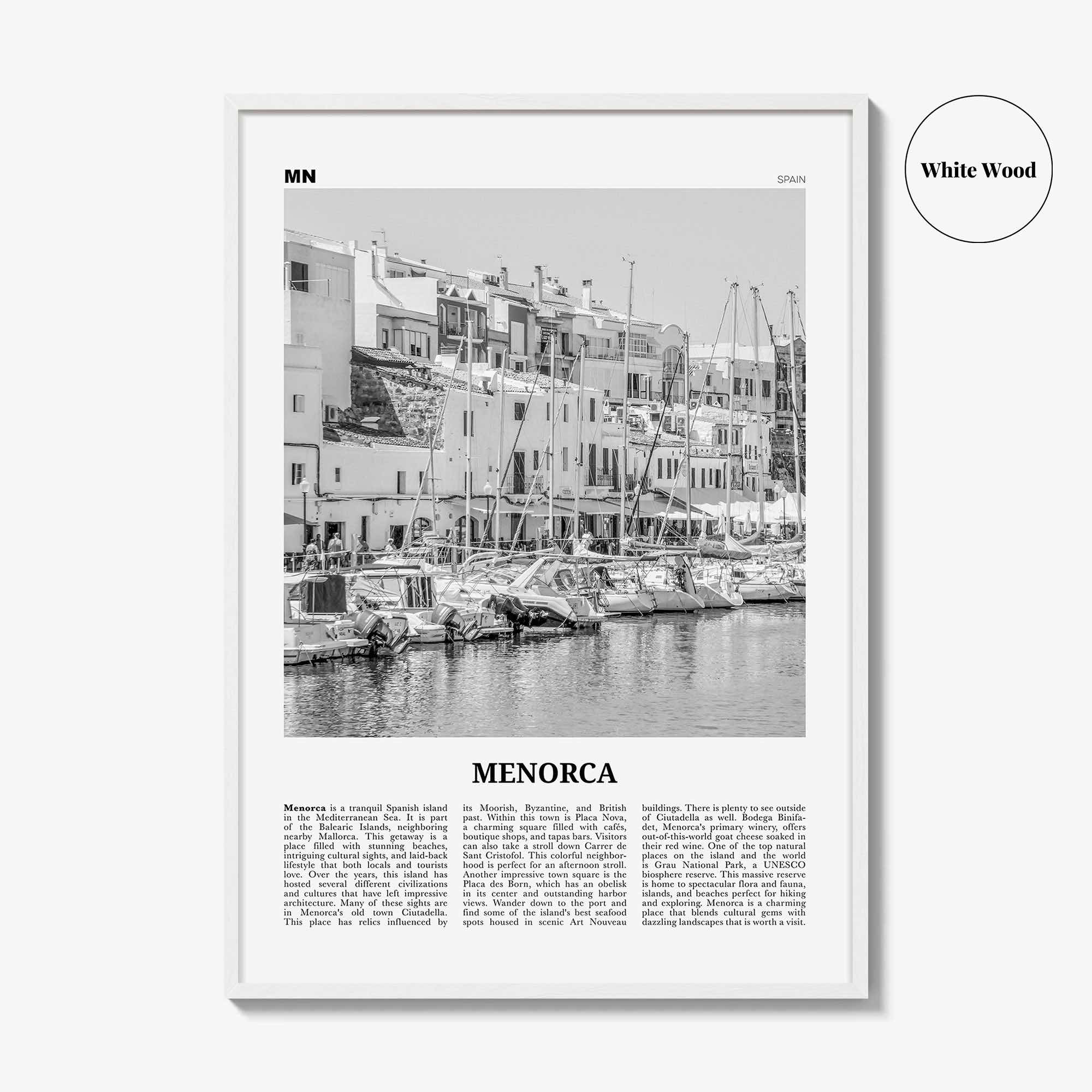 Menorca Print Black and White, Menorca Wall Art, Menorca Poster, Menorca Photo, Spain, Minorca, Balearic Islands, Monte Toro, España