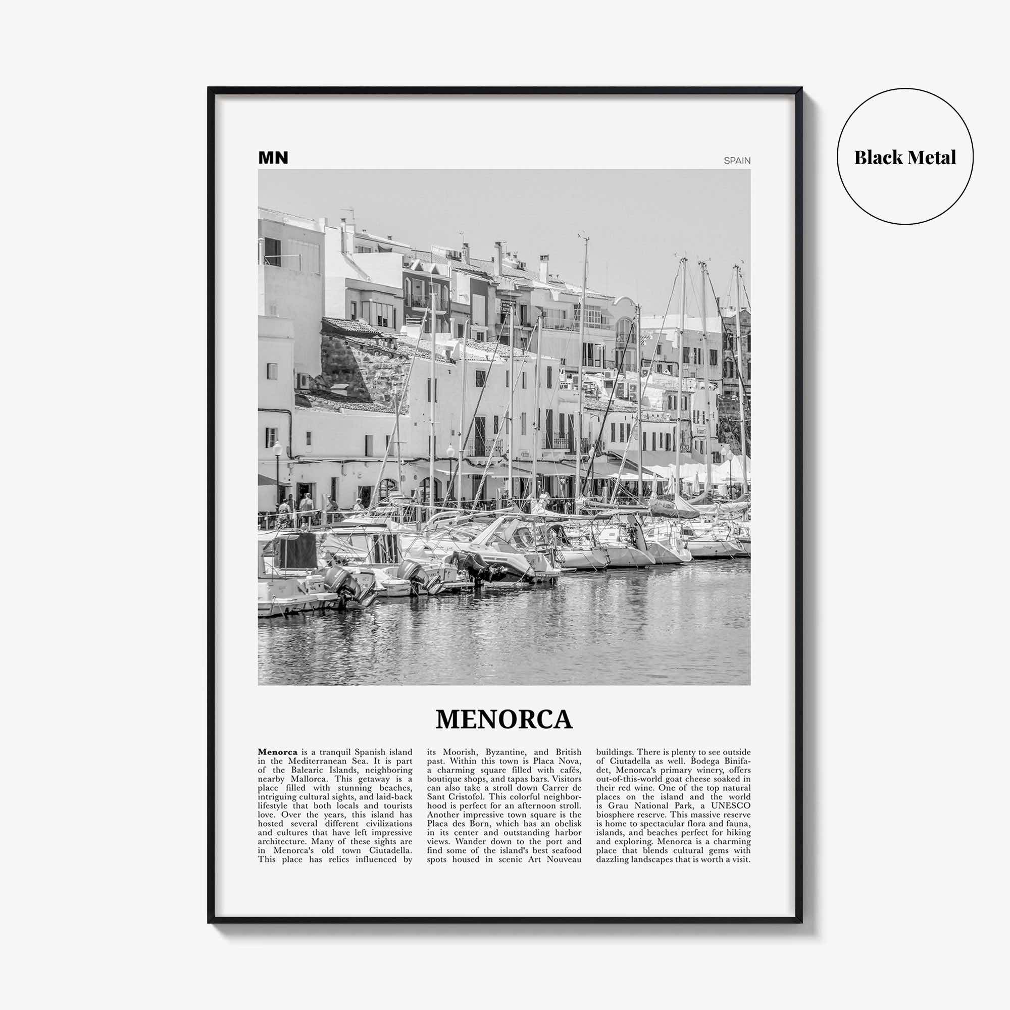 Menorca Print Black and White, Menorca Wall Art, Menorca Poster, Menorca Photo, Spain, Minorca, Balearic Islands, Monte Toro, España