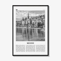 Menton Print Black and White, Menton Wall Art, Menton Poster, Menton Photo, Menton Wall Décor, Menton Map, France
