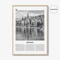 Menton Print Black and White, Menton Wall Art, Menton Poster, Menton Photo, Menton Wall Décor, Menton Map, France