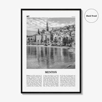 Menton Print Black and White, Menton Wall Art, Menton Poster, Menton Photo, Menton Wall Décor, Menton Map, France