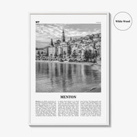 Menton Print Black and White, Menton Wall Art, Menton Poster, Menton Photo, Menton Wall Décor, Menton Map, France