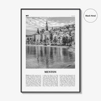 Menton Print Black and White, Menton Wall Art, Menton Poster, Menton Photo, Menton Wall Décor, Menton Map, France