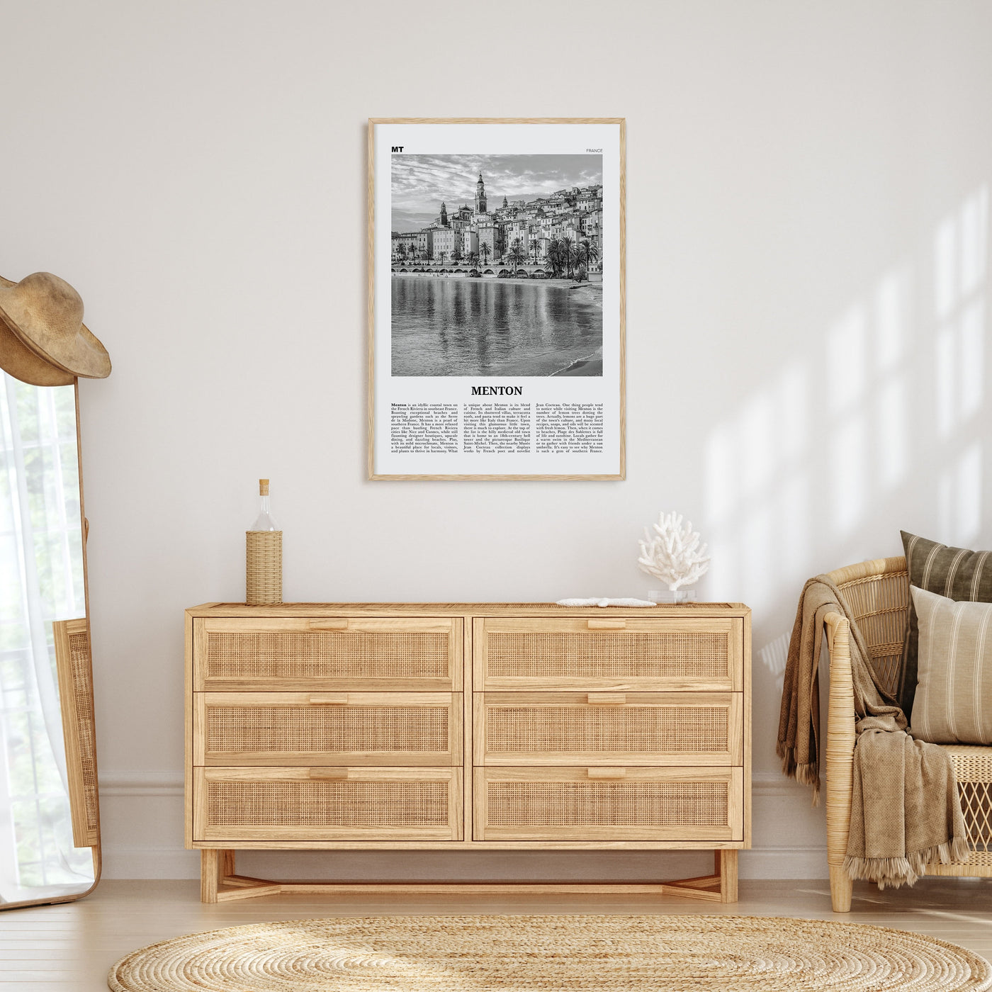 Menton Travel B&W Poster