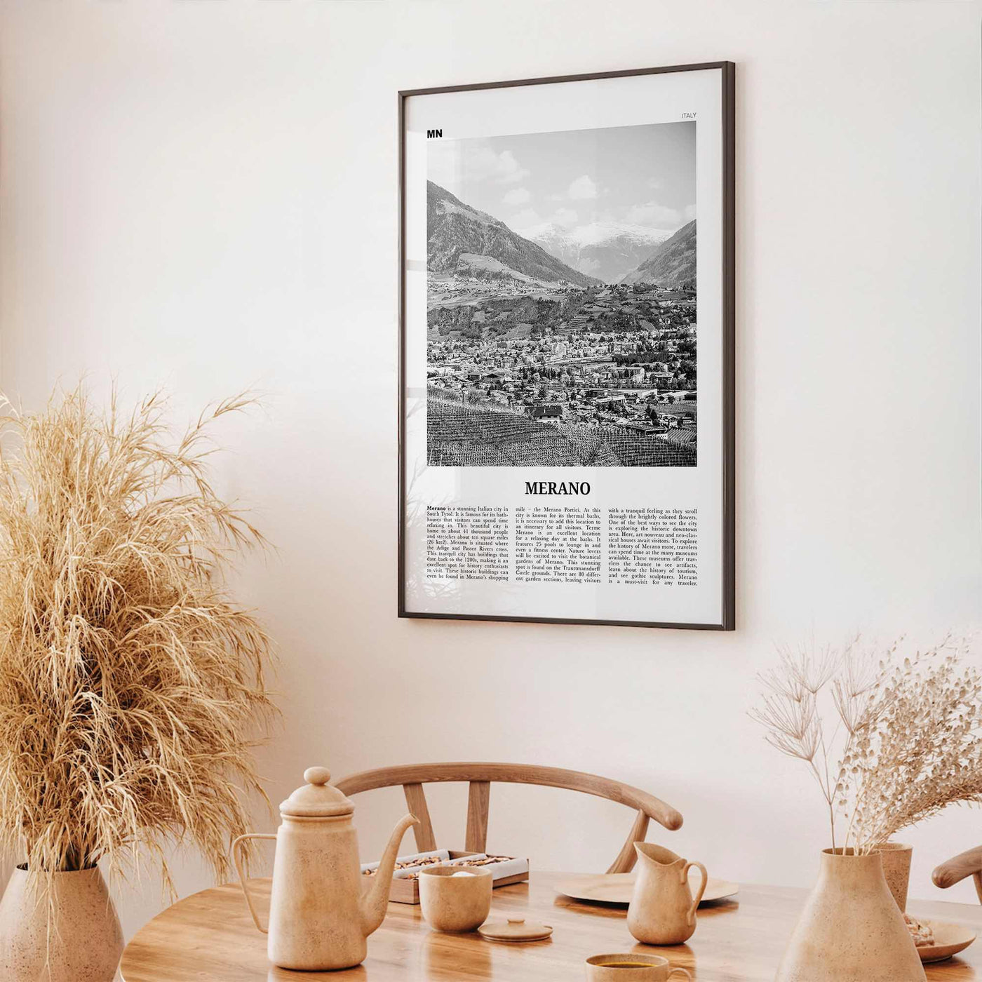Merano Print Black and White, Merano Wall Art, Merano Poster, Merano Photo, Merano Wall Décor, Merano Map, Italy