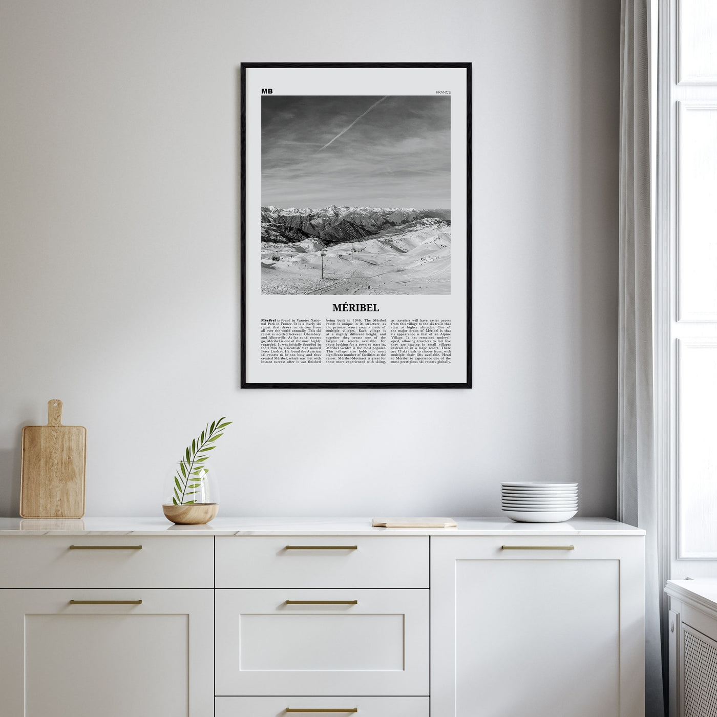 Méribel Travel B&W Poster