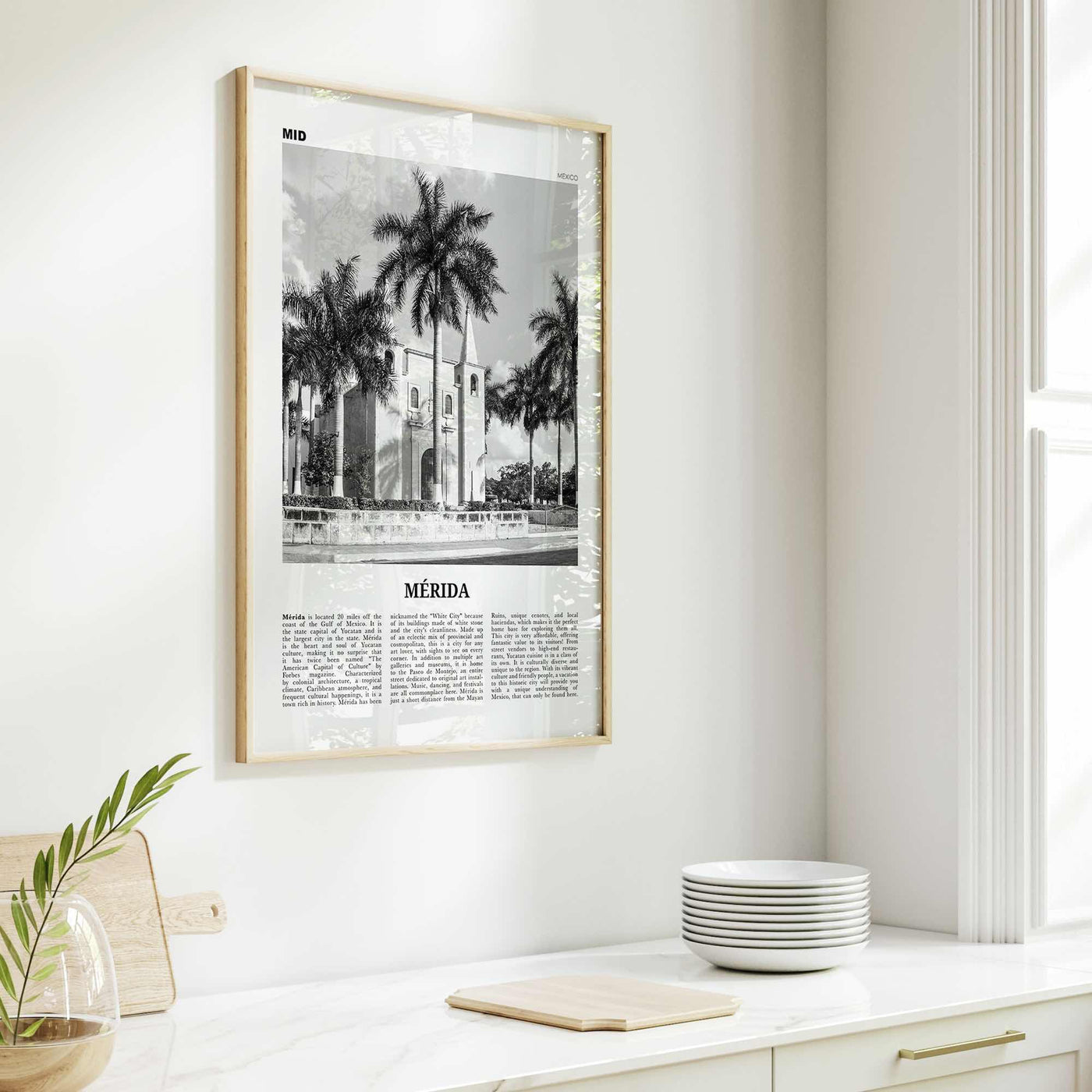 Merida Print Black and White, Mérida Wall Art, Mérida Poster, Mérida Photo, Mérida Wall Décor, Yucatán, Mexico