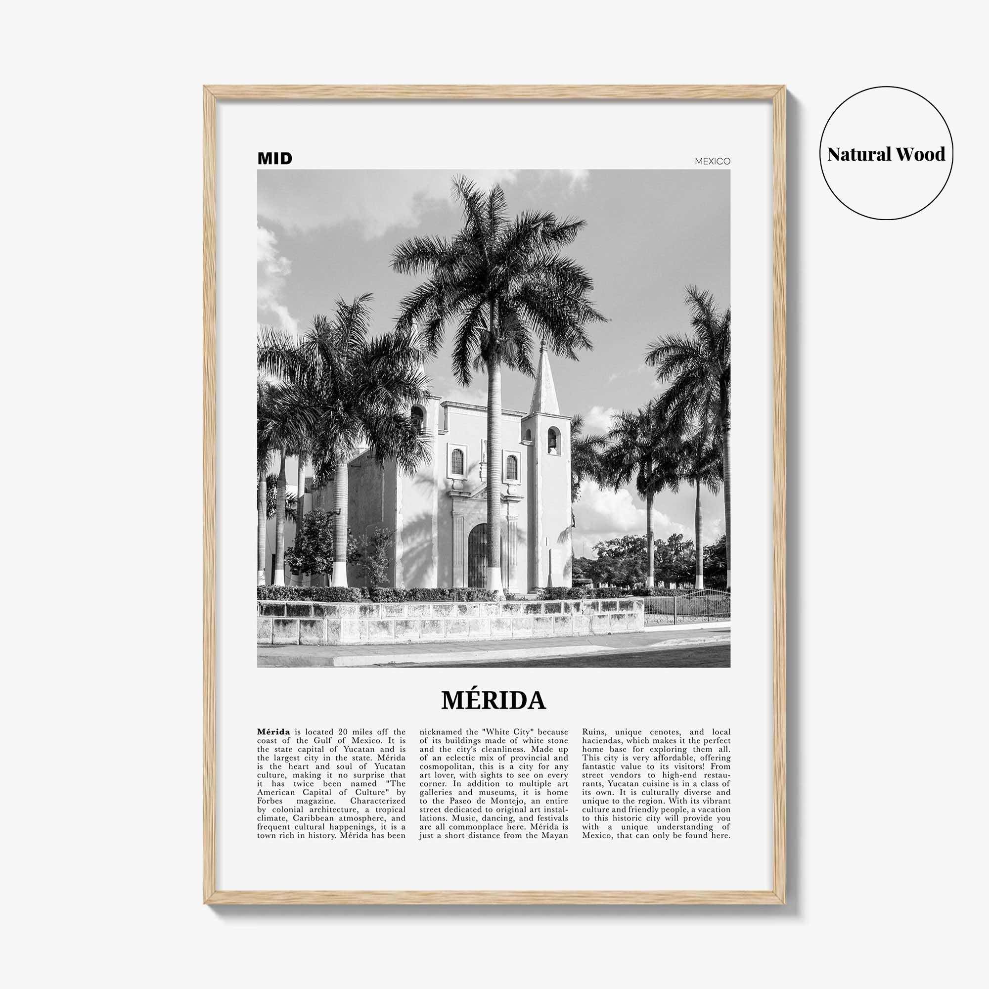 Merida Print Black and White, Mérida Wall Art, Mérida Poster, Mérida Photo, Mérida Wall Décor, Yucatán, Mexico