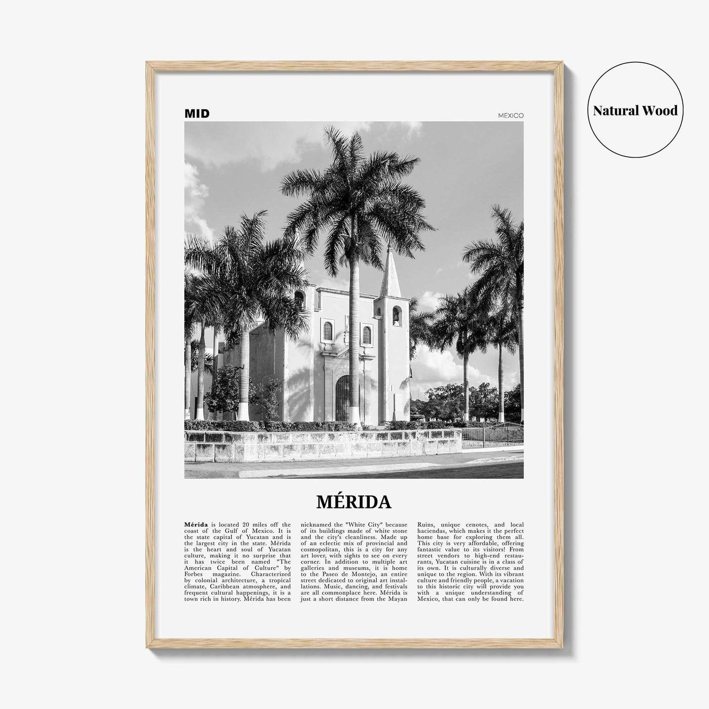 Merida Print Black and White, Mérida Wall Art, Mérida Poster, Mérida Photo, Mérida Wall Décor, Yucatán, Mexico