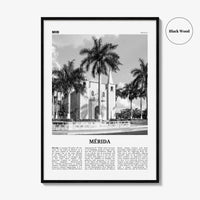 Merida Print Black and White, Mérida Wall Art, Mérida Poster, Mérida Photo, Mérida Wall Décor, Yucatán, Mexico